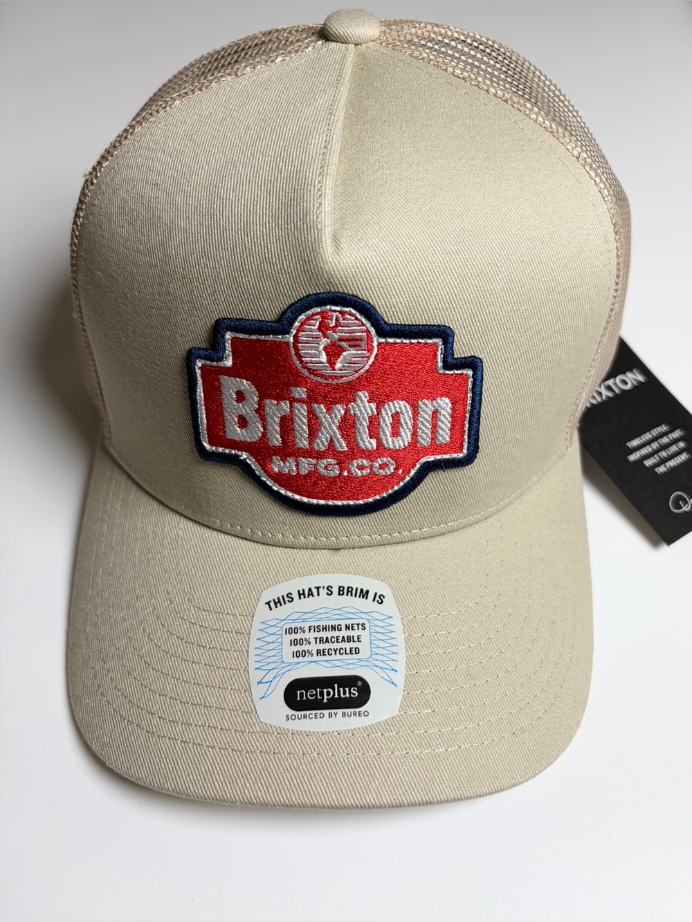 Brixton Men’s Netplus Trucker Hat Tan Mesh Logo Cap Patch NEW - Picture 5 of 16